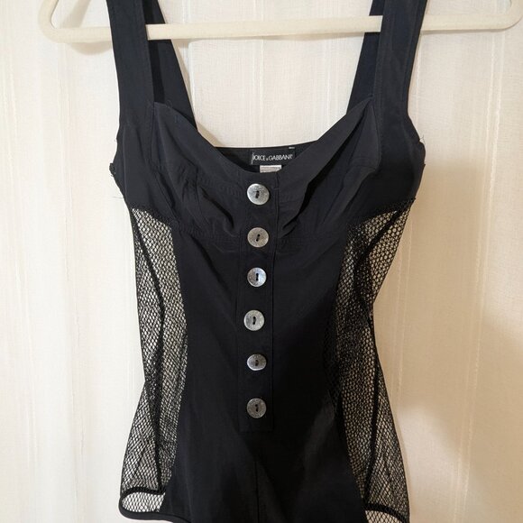 Y2K Vintage Dolce & Gabbana Mesh Panel One Piece Swimsuit M - Picture 2 of 5